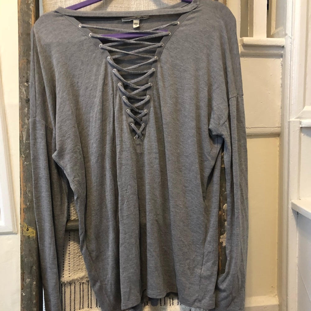 Lace tie Long Sleeve Top